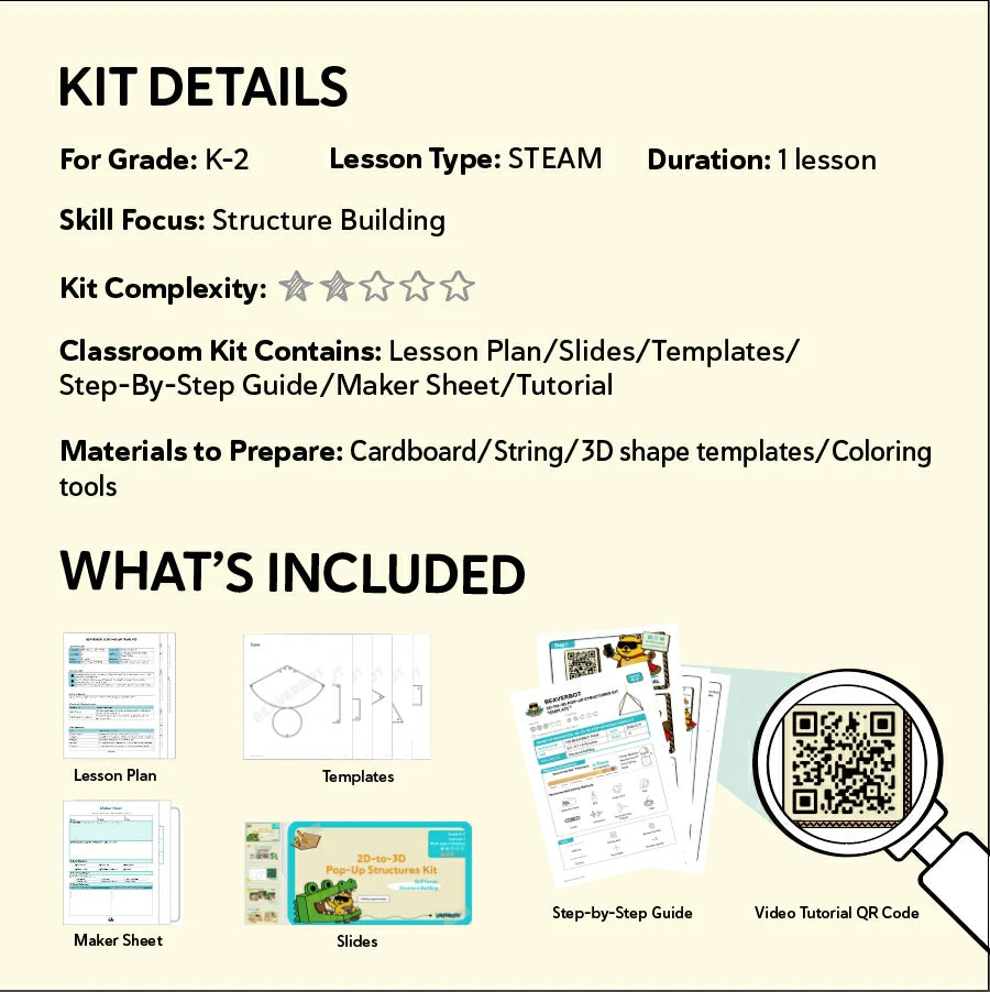 2D-to-3D Pop-Up Structures Digital Kit for Classroom