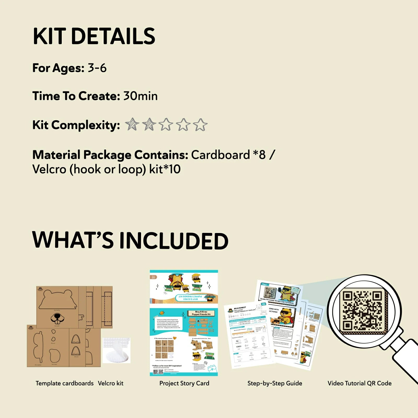 Bivy & B.Rex Puppet Friends Material Kit