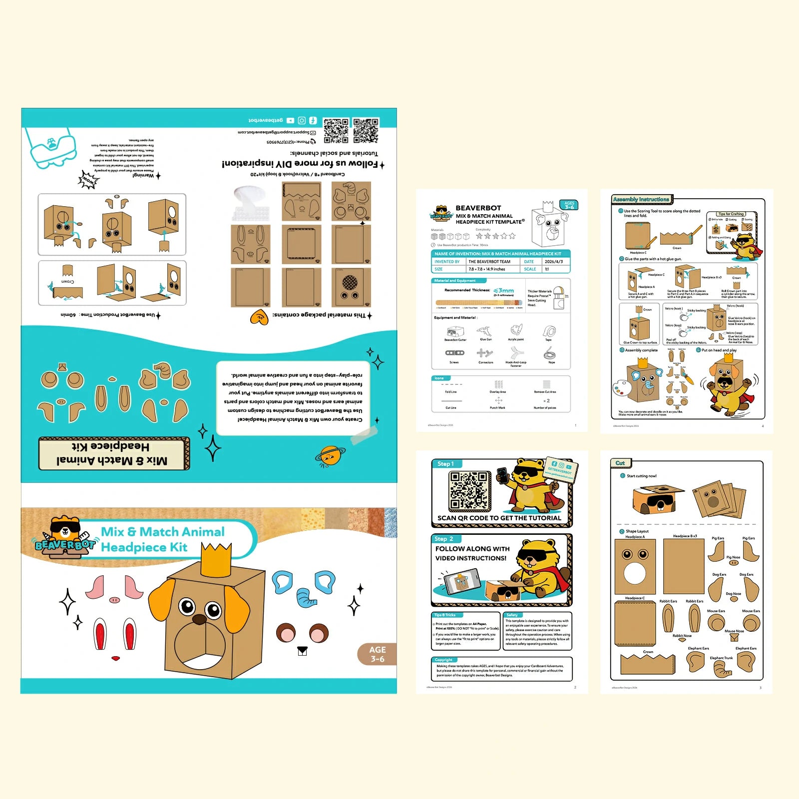 Mix-and-Match Animal Headpiece Material Kit